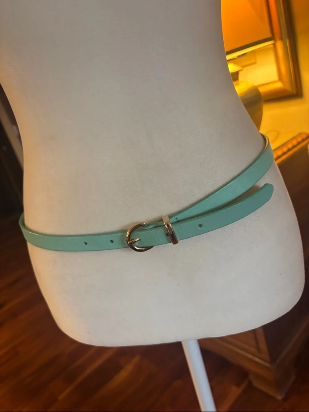 J. Crew Turqoise Skinny Leather Belt with Gold-Tone Buckle - XS - Picture 1 of 7